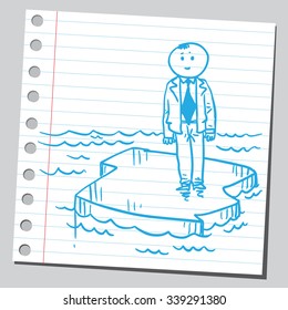 Businessman stand on iceberg