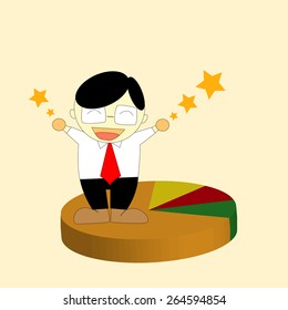 Businessman stand on a pie chart, Business concept