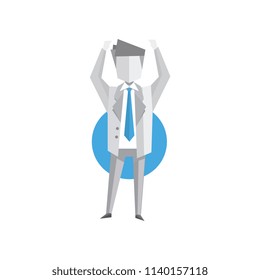 Businessman standing with arms up vector Illustration on a white background