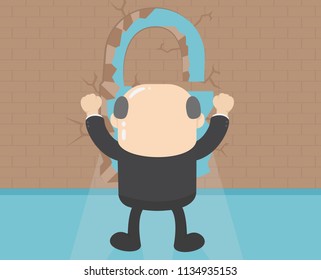 businessman standing back of the wall of success.successful