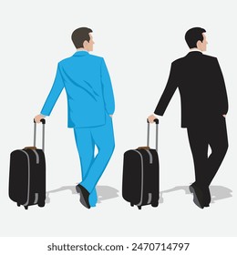 The businessman standing with a bag vector