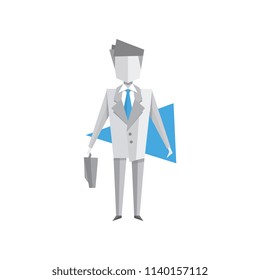 Businessman standing with briefcase vector Illustration on a white background