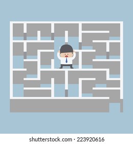 Businessman standing in center of the maze, VECTOR, EPS10