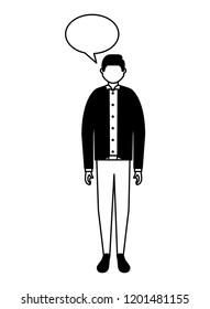 businessman standing character speech bubble