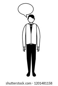 businessman standing character speech bubble