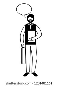businessman standing character speech bubble