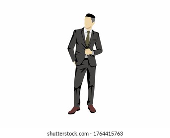 businessman standing and cool pose vector cartoon. vector illustration. handsome man