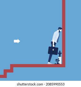 Businessman standing in the dead end of work and career, business dead end or big mistake and wrong decision concept svg
