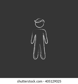 Businessman standing. Drawn in chalk icon.