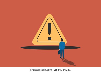 Businessman standing front of pitfalls to avoid mistake. concept of adversity and brave to jump pass mistake or business failure, skill and creativity to solve problem