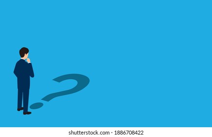 businessman standing in front of question mark,3d illustration,isometric,vector illustration,textspace