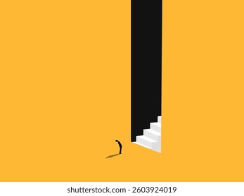Businessman standing in front of the stairs to the future great success