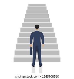 Businessman standing in front of stairs vector design illustration