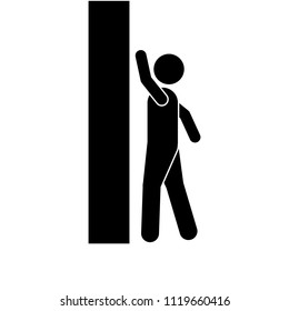 Businessman standing in front of the wall. The wall is preventing the man from going forward. Businessman iconu. empty background.
