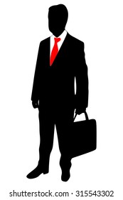 Businessman standing with his briefcase on white background