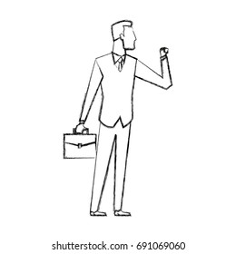 businessman standing with his briefcase work