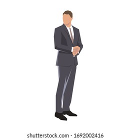 Businessman standing, isolated geometric vector illustration. Flat design. 