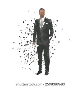 Businessman standing, isolated low poly vector illustration, geometric drawing. Business people