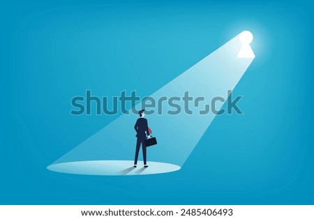 Businessman standing at key hole, new opportunity and career development