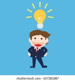 Businessman Standing with Light bulbs , Vector  cartoon