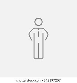 Businessman standing line icon for web, mobile and infographics. Vector dark grey icon isolated on light grey background.