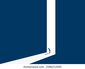 Businessman Standing Looking at the Future in Front of Big Door Shining Light