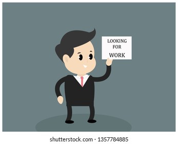 businessman standing, looking for a job. Vector illustration