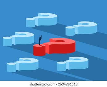 Businessman standing looking at obstacles on a big problem