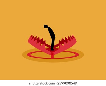 Businessman standing in a mousetrap, business risks