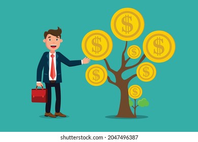 Businessman Holding A Pot With A Money Tree Royalty Free Stock SVG Vector  and Clip Art