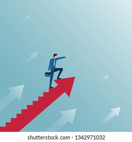 Businessman standing on arrow sign.leadership,successful concept vector  illustration.