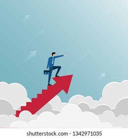 Businessman standing on arrow sign.leadership,successful concept vector  illustration.