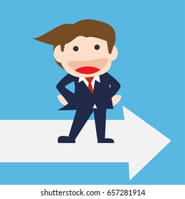 Businessman Standing on the arrow, Vector  cartoon