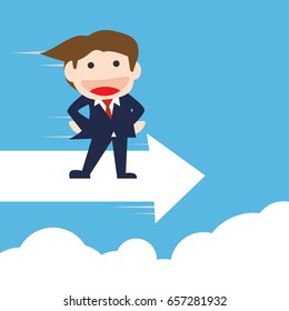 Businessman Standing on the arrow, Vector  cartoon