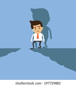 Businessman standing on the cliff