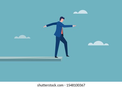 Businessman standing on the end of the path. Concept for risk and challenge