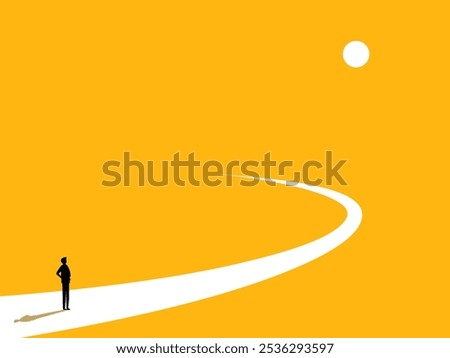 Businessman standing on the final turn of business
