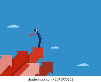 Businessman standing on the growth arrow graph