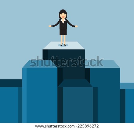 Businessman standing on highest cube 