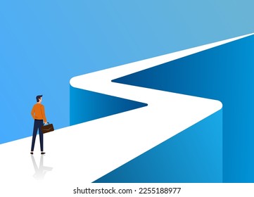 Businessman standing on long winding path going to success in the future, Business journey to achieve more