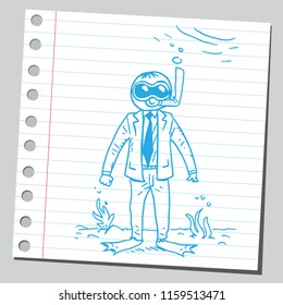 Businessman standing on an ocean floor