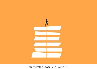 Businessman standing on stairs. concept of career , opportunity, promotion and growth