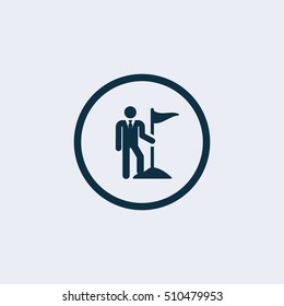 A businessman standing on the target - vector icon