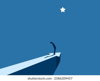 Businessman standing on the tip of the leading arrow