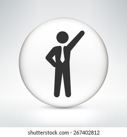 Businessman Standing on White Round Button