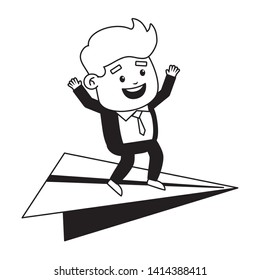 businessman standing paper plane on white background vector illustration