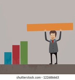 businessman standing pointing at chart
