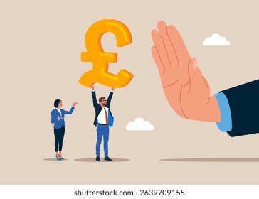 Businessman standing with pound sterling sign. Anti corruption scene with illegal bribe money transfer. Flat vector illustration