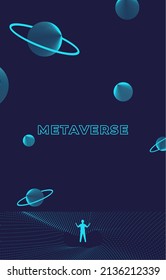 Businessman standing silhouette and Digital Contour curve dot and line and wave with wireframe. The concept for metaverse and VR technology

