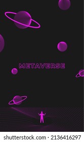 Businessman standing silhouette and Digital Contour curve dot and line and wave with wireframe. The concept for metaverse and VR technology
